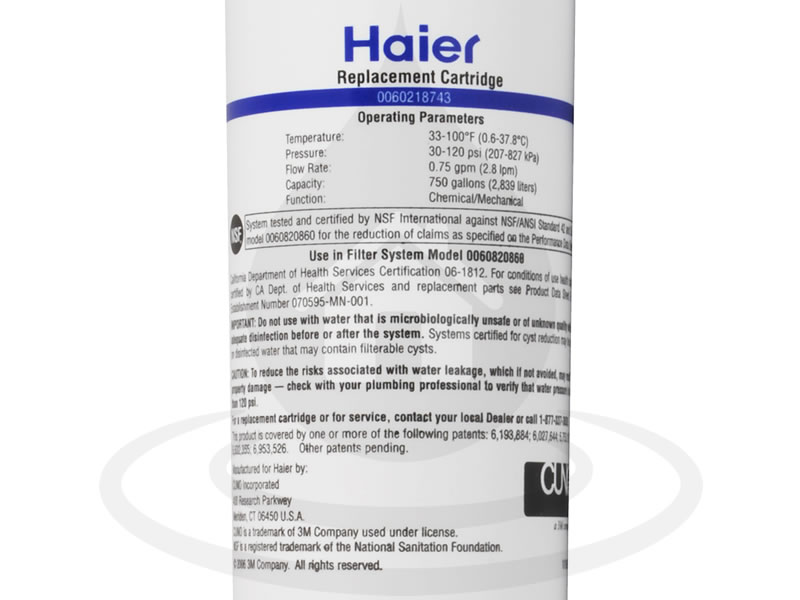 Filtre Haier 0060218743